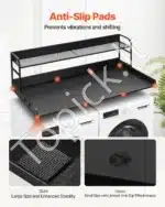 Skalbimo mašinos ir džiovyklės darbo stalas su dviejų lygių stovu, juodas - Image 5