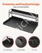 Skalbimo mašinos ir džiovyklės darbo stalas su dviejų lygių stovu, juodas - Image 6