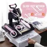 Stilingas 5‑in‑1 rožinis terminis presas 29×38 cm – kūrybai su tekstile, puodeliais, kepurėmis, lėkštėmis ir bato raišteliais - Image 3