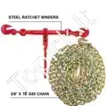 Sunkvežimių krovinio tempikliai su grandinėmis 10 mm–13 mm – 4 vnt. komplektas su 304,8 cm G80 grandinėmis - Image 7