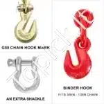 Sunkvežimių krovinio tempikliai su grandinėmis 10 mm–13 mm – 4 vnt. komplektas su 304,8 cm G80 grandinėmis - Image 4