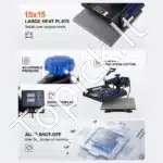 Profesionalus tekstilės presas 38×38 cm, terminis presas marškinėliams, sublimacijai ir puodeliams - Image 5