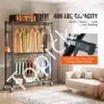 Trijų lygių mobilus drabužių stovas su ratukais – 204 cm, iki 182 kg apkrova, reguliuojamas - Image 7