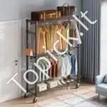 Trijų lygių mobilus drabužių stovas su ratukais – 204 cm, iki 182 kg apkrova, reguliuojamas - Image 2