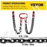 4 grandžių kėlimo grandinė su kabliais, 8 mm, 1,5 m - Image 3