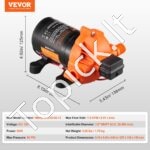 12 V 3 kamerų membraninis vandens siurblys 6,8 l/min (1,8 GPM) su automatinio slėgio jungikliu, 60 W - Image 3