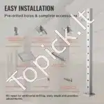 Sidabrinis nerūdijantis plieno turėklų stulpelis 106,68 × 5,08 × 5,08 cm – 30 ° kampu išdėstyti skyles laiptams - Image 4