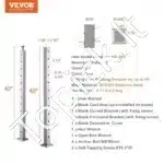 Sidabrinis nerūdijantis plieno turėklų stulpelis 106,68 × 5,08 × 5,08 cm – 30 ° kampu išdėstyti skyles laiptams - Image 3