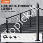 Pilkas juodas nerūdijančio plieno turėklų stulpelis 106,7 × 5,08 × 5,08 cm – 30 ° pasvirimo angos - Image 8