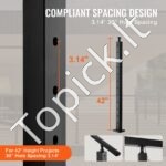 Pilkas juodas nerūdijančio plieno turėklų stulpelis 106,7 × 5,08 × 5,08 cm – 30 ° pasvirimo angos - Image 6