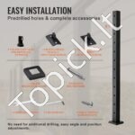 Pilkas juodas nerūdijančio plieno turėklų stulpelis 106,7 × 5,08 × 5,08 cm – 30 ° pasvirimo angos - Image 4