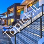 Pilkas juodas nerūdijančio plieno turėklų stulpelis 106,7 × 5,08 × 5,08 cm – 30 ° pasvirimo angos - Image 2