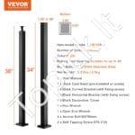 Matinis juodas plieninis turėklų stulpelis 91,44 × 5,08 × 5,08 cm - Image 3