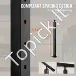 Aliuminio turėklų stulpelis 91,44 x 5,08 x 5,08 cm su kampiniu 30° skylės išdėstymu - Image 6