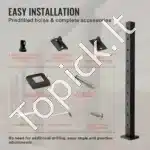 Aliuminio turėklų stulpelis 91,44 x 5,08 x 5,08 cm su kampiniu 30° skylės išdėstymu - Image 4