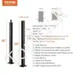 Aliuminio turėklų stulpelis 91,44 x 5,08 x 5,08 cm su kampiniu 30° skylės išdėstymu - Image 3