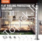 Aliuminio turėklų stulpelis 91,44 x 5,08 x 5,08 cm su horizontaliomis skylėmis, sidabrinės spalvos - Image 8