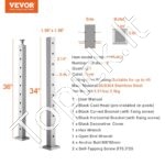 Aliuminio turėklų stulpelis 91,44 x 5,08 x 5,08 cm su horizontaliomis skylėmis, sidabrinės spalvos - Image 3