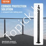 Juodas L-formos SUS304 nerūdijančio plieno turėklų kampo stulpelis 106,68 × 2,54 × 5,08 cm – 12 porų L formos skylių - Image 8