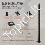 Juodas L-formos SUS304 nerūdijančio plieno turėklų kampo stulpelis 106,68 × 2,54 × 5,08 cm – 12 porų L formos skylių - Image 4