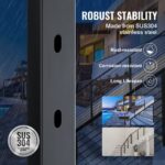 Juodas SUS304 nerūdijančio plieno turėklų stulpelis 106,68 × 2,54 × 5,08 cm – 30° pasvirimo skylės laiptų turėklams - Image 9