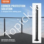 Juodas L-formos kampinis turėklų stulpelis 91,44 × 2,54 × 5,08 cm – 10 porų L formos skylių, nerūdijančio plieno konstrukcija - Image 8