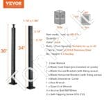 Juodas L-formos kampinis turėklų stulpelis 91,44 × 2,54 × 5,08 cm – 10 porų L formos skylių, nerūdijančio plieno konstrukcija - Image 3