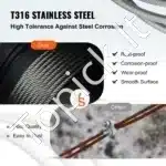 Nerūdijančio plieno trosas T316 1×19, 3,18 mm – 150 m ritė - Image 7