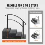 Kalto geležies turėklas laiptams, juodos spalvos, vidaus ir lauko naudojimui - Image 3