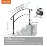 Kalto geležies laiptų turėklas, juodos matinės spalvos, su milteliniu padengimu - Image 6