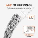 3,18 mm nerūdijančio plieno trosas 30,5 m (7x7) - Image 7