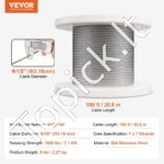 3,18 mm nerūdijančio plieno trosas 30,5 m (7x7) - Image 3