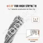 3,18 mm nerūdijančio plieno lynas 182,3 m (7×7 stygos, 7,1 kN) - Image 7