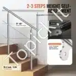 Nerūdijančio plieno laiptų turėklai su dviem skersiniais strypais, 100 cm ilgis, iki 106 cm aukštis - Image 2