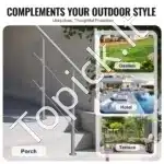 Nerūdijančio plieno laiptų turėklai su dviem skersiniais strypais, 100 cm ilgis, iki 106 cm aukštis - Image 5