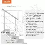 Nerūdijančio plieno laiptų turėklai su dviem skersiniais strypais, 100 cm ilgis, iki 106 cm aukštis - Image 6