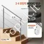 Nerūdijančio plieno laiptų turėklai su trimis skersiniais strypais, 120 cm ilgis, iki 106 cm aukštis - Image 2