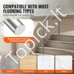 Nerūdijančio plieno laiptų turėklai su trimis skersiniais strypais, 120 cm ilgis, iki 106 cm aukštis - Image 4