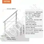 Nerūdijančio plieno laiptų turėklai su trimis skersiniais strypais, 120 cm ilgis, iki 106 cm aukštis - Image 6