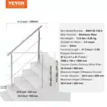 Nerūdijančio plieno laiptų turėklai su dviem skersiniais strypais, 120 cm ilgis, iki 106 cm aukštis - Image 6