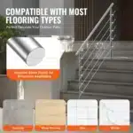 Nerūdijančio plieno laiptų turėklai su penkiais skersiniais strypais, 150 cm ilgis, iki 106 cm aukštis - Image 4