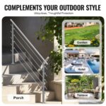 Nerūdijančio plieno laiptų turėklai su penkiais skersiniais strypais, 150 cm ilgis, iki 106 cm aukštis - Image 5