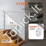 Nerūdijančio plieno laiptų turėklai su trimis skersiniais strypais, 150 cm ilgis, iki 106 cm aukštis - Image 2