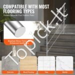 Nerūdijančio plieno laiptų turėklai su trimis skersiniais strypais, 150 cm ilgis, iki 106 cm aukštis - Image 4