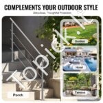 Nerūdijančio plieno laiptų turėklai su trimis skersiniais strypais, 150 cm ilgis, iki 106 cm aukštis - Image 5