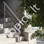 Nerūdijančio plieno laiptų turėklai su trimis skersiniais strypais, 150 cm ilgis, iki 106 cm aukštis - Image 7