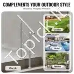 Nerūdijančio plieno laiptų turėklai su dviem skersiniais strypais, 80 cm ilgis, iki 106 cm aukštis - Image 5