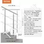 Nerūdijančio plieno laiptų turėklai su dviem skersiniais strypais, 80 cm ilgis, iki 106 cm aukštis - Image 6