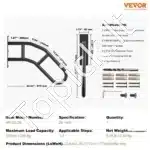 Metaliniai sieniniai turėklai laiptams, 73,7 cm ilgis, 1–3 pakopoms, su tvirtinimo komplektu - Image 6