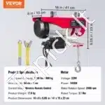 Elektrinė gervė 400–800 kg | 1450 W variklis, 12 m trosas, bevielis pultas - Image 3